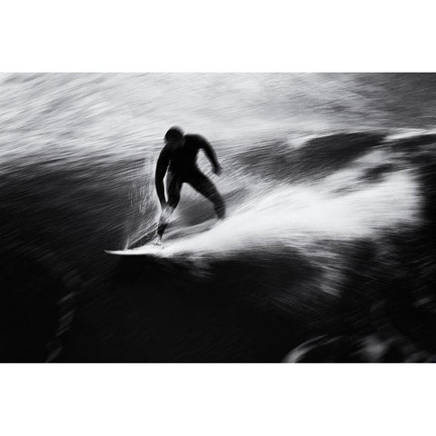 Surf 15 Black Modern Wood Framed Art Print with Double Matting by Della Latta, Massimo