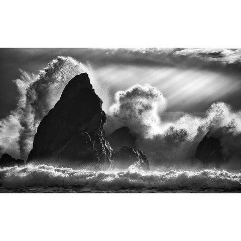 Breaking Waves Black Modern Wood Framed Art Print with Double Matting by Yamashita, Takafumi