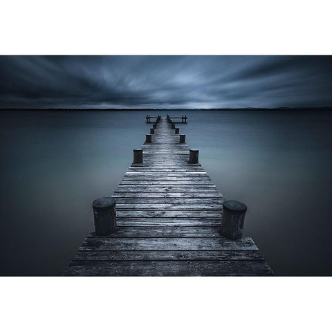 Dark Black Modern Wood Framed Art Print with Double Matting by Iso66