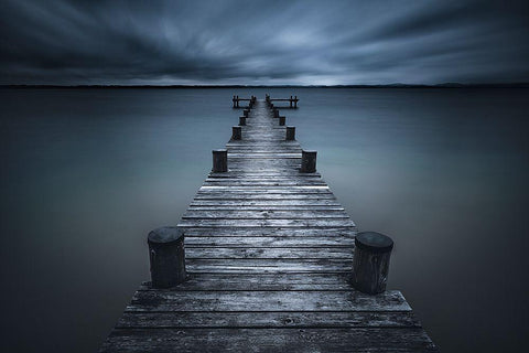 Dark White Modern Wood Framed Art Print with Double Matting by Iso66