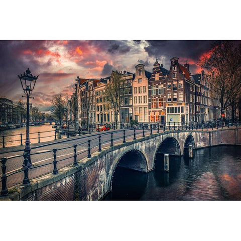 Amsterdam Gold Ornate Wood Framed Art Print with Double Matting by Popan, Adrian