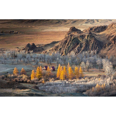 Oasis In The Mountains (Altai) Black Modern Wood Framed Art Print with Double Matting by Pakutina, Anna