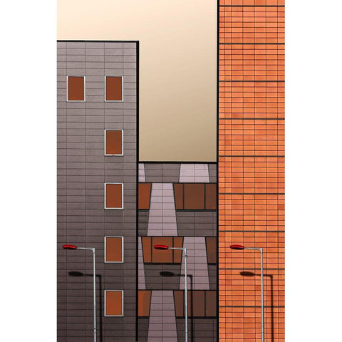 Tetris Facade Gold Ornate Wood Framed Art Print with Double Matting by Buczkowski, Tomasz