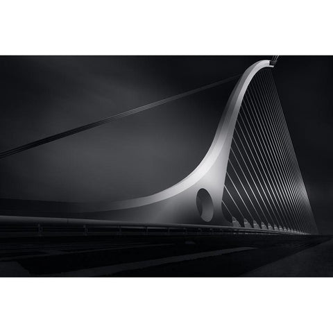 Harp Black Modern Wood Framed Art Print by Azevedo, Olavo