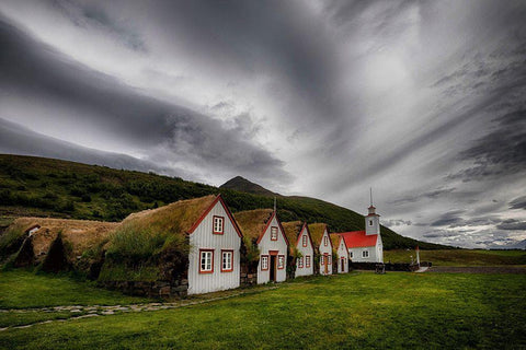 Old Icelandic Rectory White Modern Wood Framed Art Print with Double Matting by H. Ingibergsson, Torsteinn