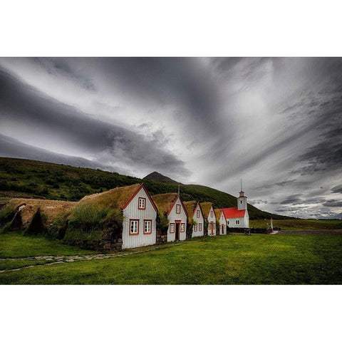 Old Icelandic Rectory Black Modern Wood Framed Art Print by H. Ingibergsson, Torsteinn