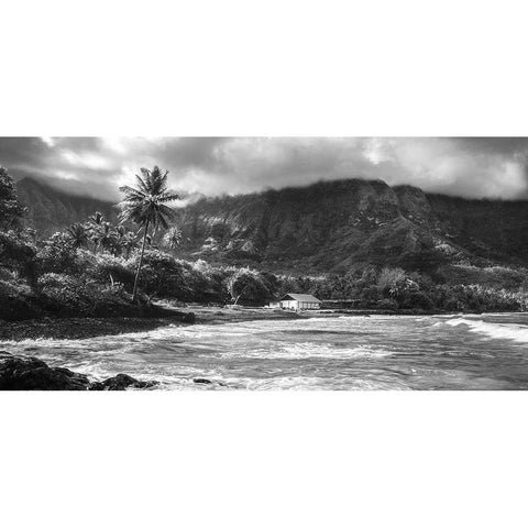 Breaking Surf Black Modern Wood Framed Art Print with Double Matting by Wrobel, Karsten