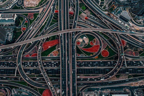 Urban Labyrinth White Modern Wood Framed Art Print with Double Matting by Chiriaco, Carmine