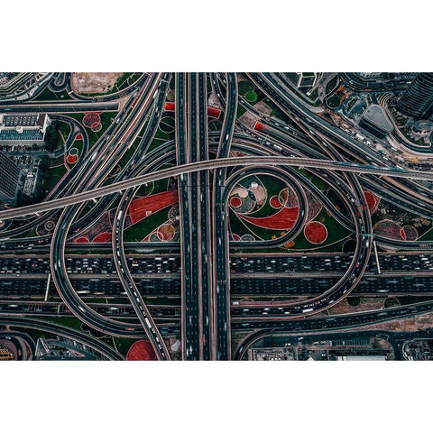 Urban Labyrinth Black Modern Wood Framed Art Print by Chiriaco, Carmine