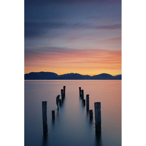 Sunrise On The Lake Black Modern Wood Framed Art Print with Double Matting by Rohl, Simon