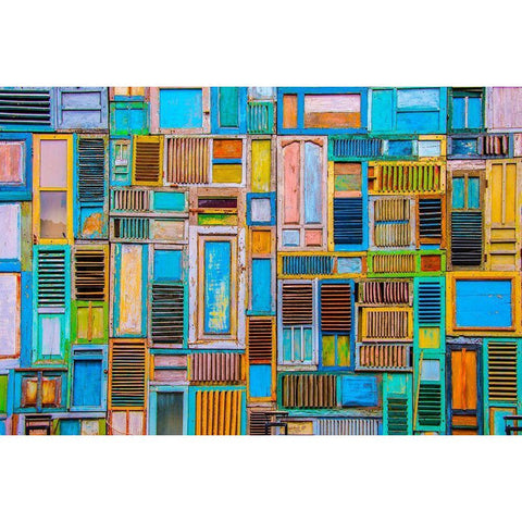 Shutters Black Modern Wood Framed Art Print with Double Matting by Lacina, Renata