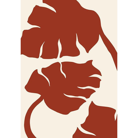 Monstera Brown Black Modern Wood Framed Art Print with Double Matting by 1x Studio