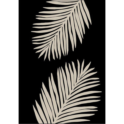 Palm Leaves Black Modern Wood Framed Art Print with Double Matting by 1x Studio