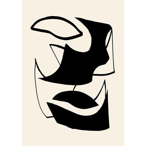 Shape 07 Black Modern Wood Framed Art Print with Double Matting by 1x Studio