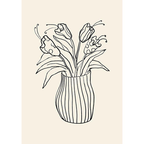 Vase Sketch White Modern Wood Framed Art Print by 1x Studio