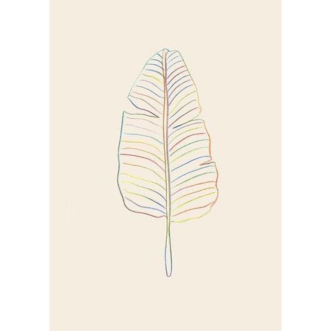 Banana Rainbow Leaf White Modern Wood Framed Art Print by 1x Studio