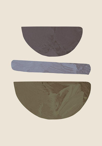 Collage 02 Beige Black Ornate Wood Framed Art Print with Double Matting by 1x Studio