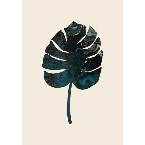 Monstera Marble Green White Modern Wood Framed Art Print by 1x Studio