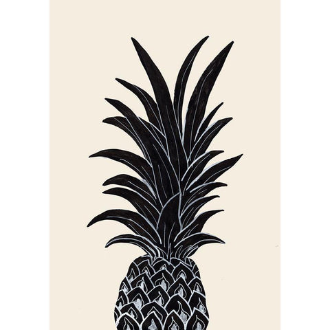 Black Pineapple White Modern Wood Framed Art Print by 1x Studio