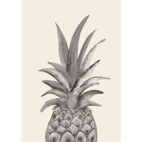 Ink Pineapple White Modern Wood Framed Art Print by 1x Studio