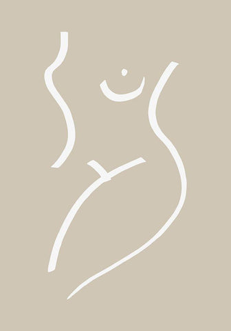 Body Sketch Sand White Modern Wood Framed Art Print with Double Matting by 1x Studio