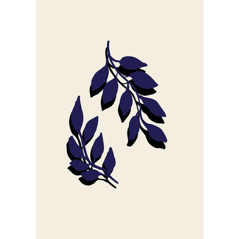 Blue Twigs Black Modern Wood Framed Art Print with Double Matting by 1x Studio