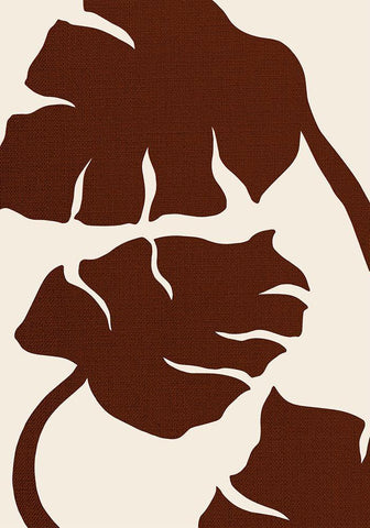 Monstera Canvas Brown White Modern Wood Framed Art Print with Double Matting by 1x Studio