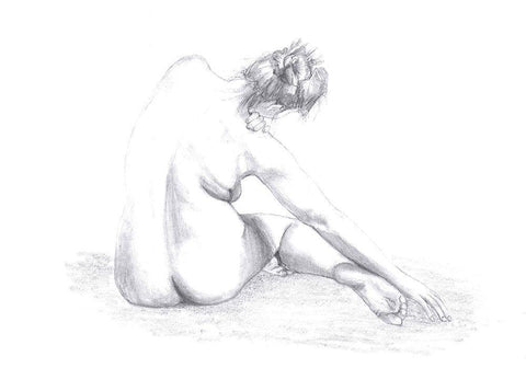 Sketch of a Woman Black Ornate Wood Framed Art Print with Double Matting by 1x Studio II