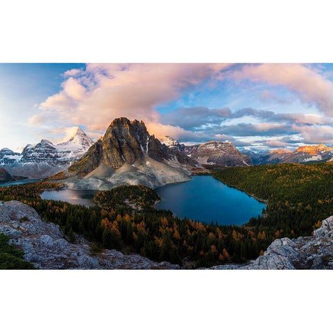 Sunrise At Mt. Assiniboine Gold Ornate Wood Framed Art Print with Double Matting by L. Zhang, Jenny