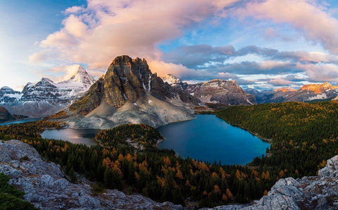 Sunrise At Mt. Assiniboine White Modern Wood Framed Art Print with Double Matting by L. Zhang, Jenny