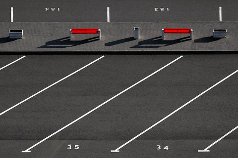 Parking Bays Black Ornate Wood Framed Art Print with Double Matting by Hawerkamp, Hans-Wolfgang