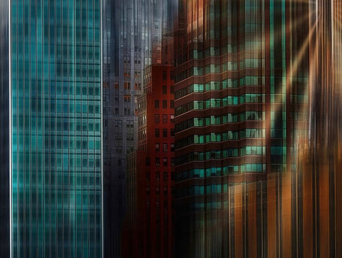 Manhattan way White Modern Wood Framed Art Print with Double Matting by Labagnara, Roxana