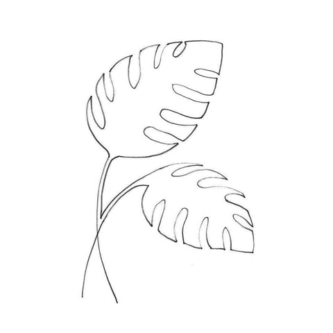 Monstera Lines Gold Ornate Wood Framed Art Print with Double Matting by 1x Studio II