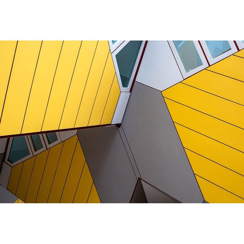 Yellow Houses 3 Gold Ornate Wood Framed Art Print with Double Matting by Incerti, Andrea