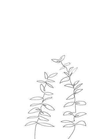 Branches White Modern Wood Framed Art Print with Double Matting by 1x Studio II