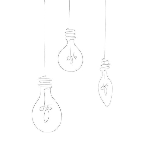 Light Bulbs Black Modern Wood Framed Art Print with Double Matting by 1x Studio II