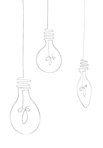 Light Bulbs White Modern Wood Framed Art Print with Double Matting by 1x Studio II