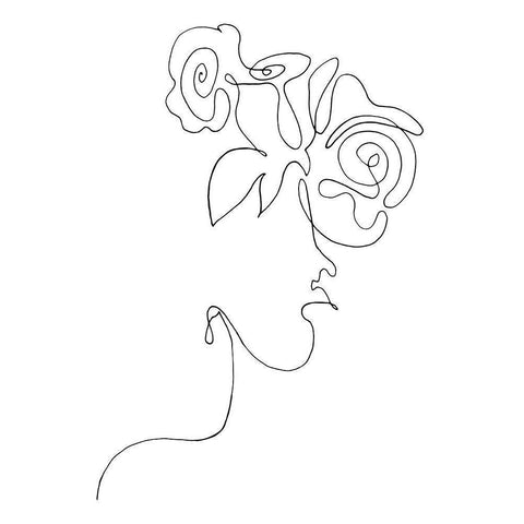 Flowerhead Black Modern Wood Framed Art Print with Double Matting by 1x Studio II