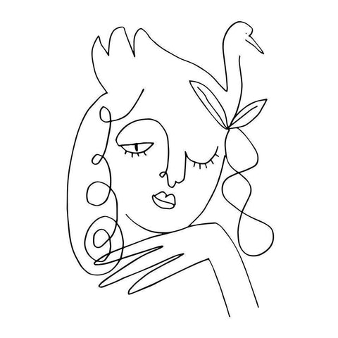 White Swan Black Modern Wood Framed Art Print with Double Matting by 1x Studio II