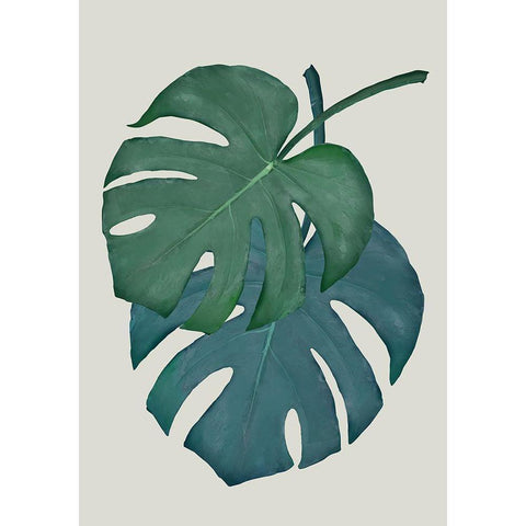 Monstera Aqua 06 Black Modern Wood Framed Art Print with Double Matting by 1x Studio II