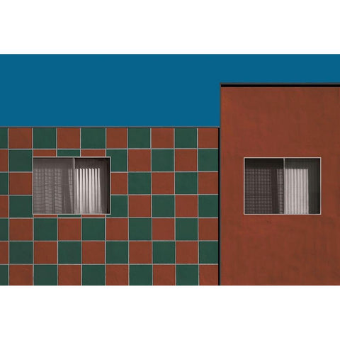 Brick And Green White Modern Wood Framed Art Print by Labagnara, Roxana