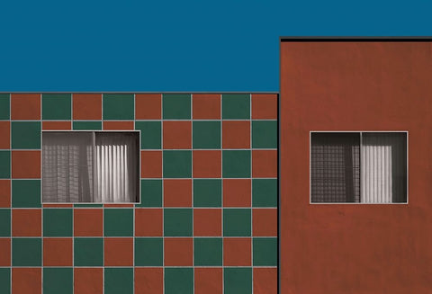 Brick And Green Black Ornate Wood Framed Art Print with Double Matting by Labagnara, Roxana