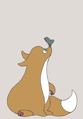 The Fox White Modern Wood Framed Art Print with Double Matting by 1x Studio II