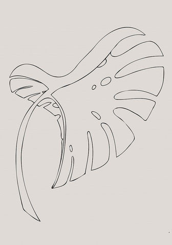 Monstera Bent Beige Black Ornate Wood Framed Art Print with Double Matting by 1x Studio II