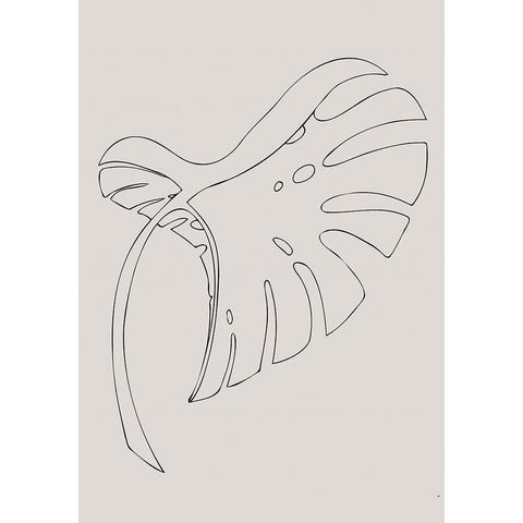 Monstera Bent Beige White Modern Wood Framed Art Print by 1x Studio II