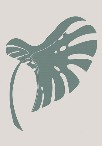 Monstera Bent Green White Modern Wood Framed Art Print with Double Matting by 1x Studio II