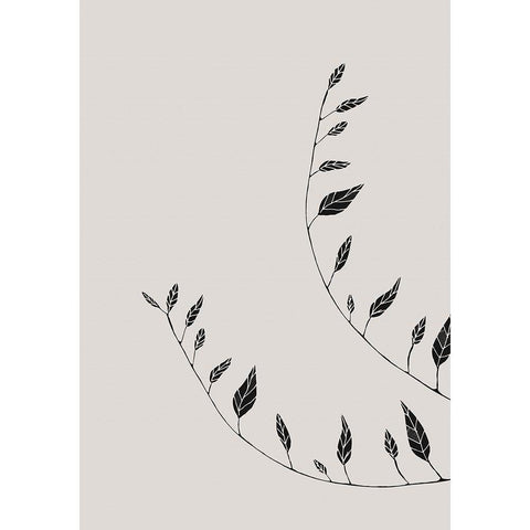 Wavy Branches Black Modern Wood Framed Art Print with Double Matting by 1x Studio II