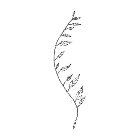 Wavy Branch White Black Modern Wood Framed Art Print by 1x Studio II