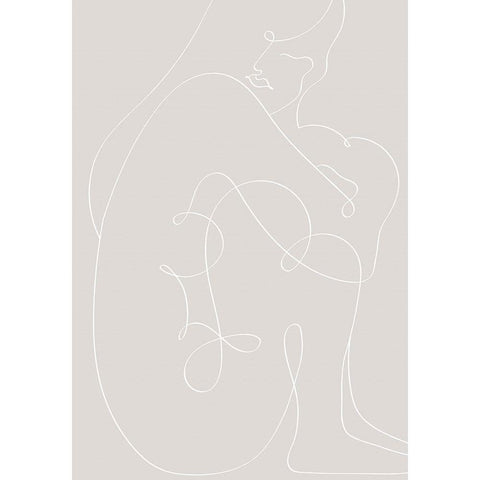 Woman Lines White Black Modern Wood Framed Art Print with Double Matting by 1x Studio II