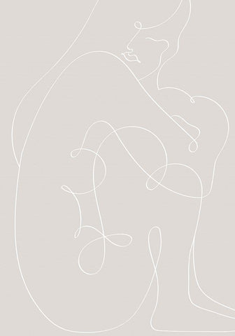 Woman Lines White White Modern Wood Framed Art Print with Double Matting by 1x Studio II